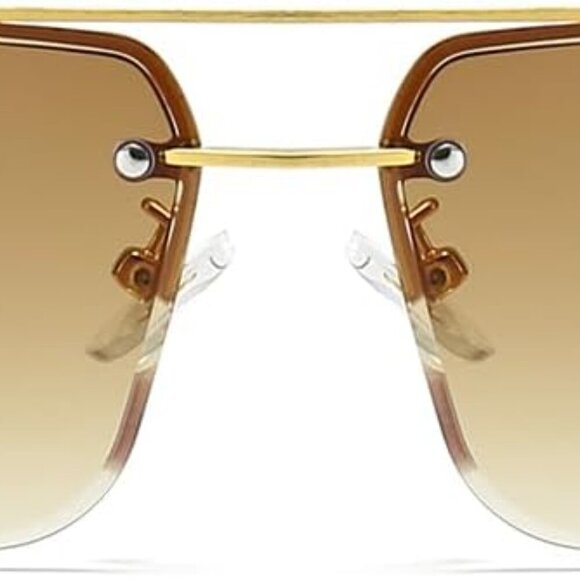 Mens Sunglasses Fashion Rimless Rectangle Sunglasses Square Frameless Sunglasses - Picture 2 of 6